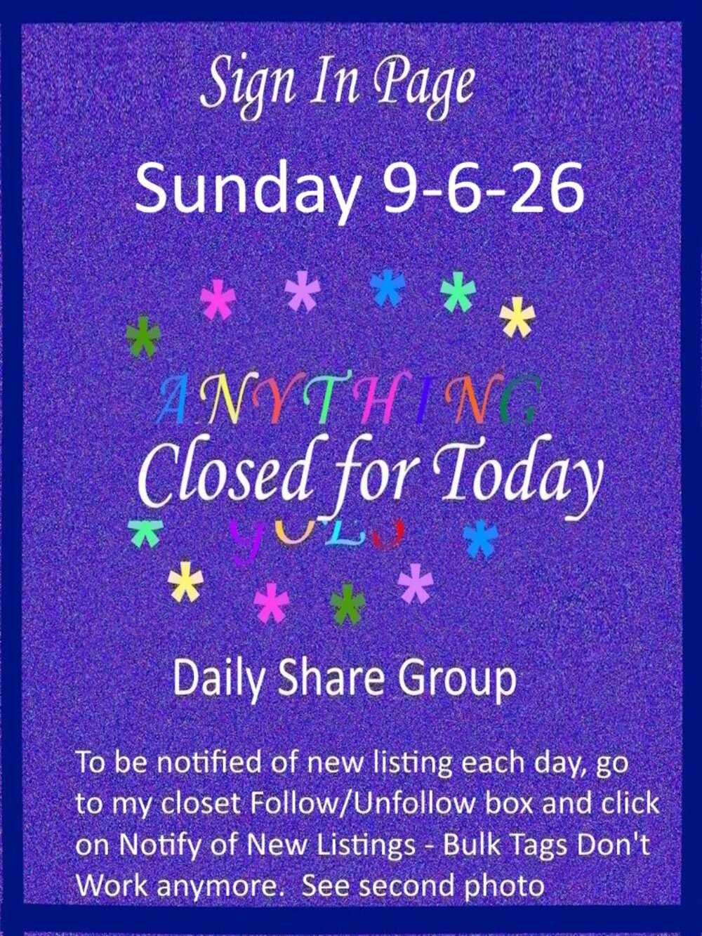 Sunday 9-6-26 Anything Goes Share Group - Part One Sign In Page - Picture 1 of 11